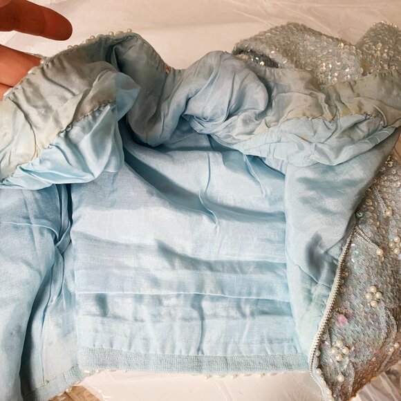Light Blue Beaded Sequin Cardigan Sweater Top - Picture 10 of 10